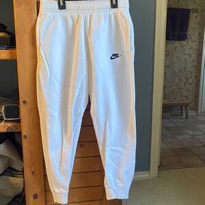 Nike White Sweatpants with Black Logo